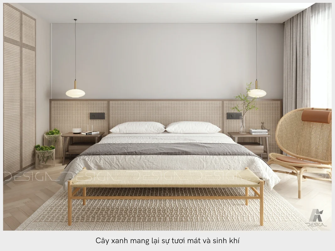 Cây xanh mang lại sự tươi mát và sinh khi trong phong thuỷ phòng ngủ
